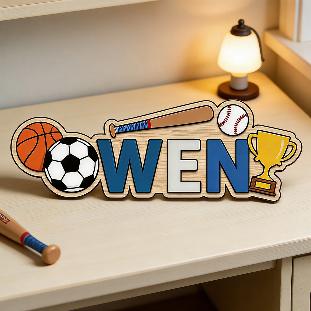 Baby Nursery Themes Boy - Targa in Legno Personalizzata a Tema
