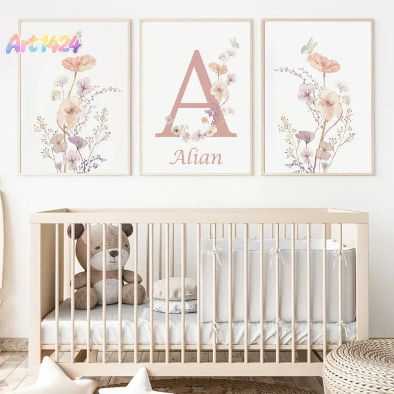 Baby Nursery Name Wall Art - Poster Decorativo Personalizzato con Nome e