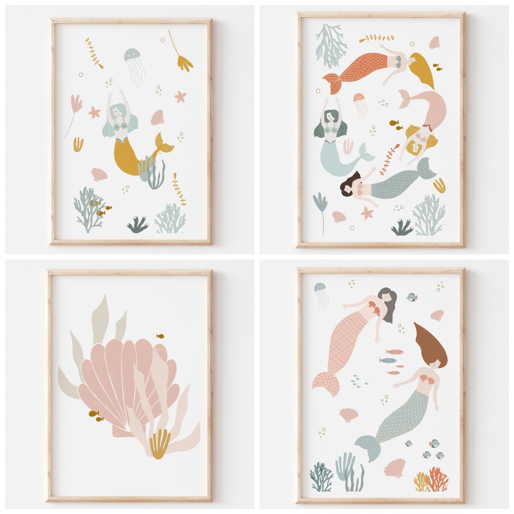 Baby Nursery Themes Girl - Poster su Tela Stampabile con Tema