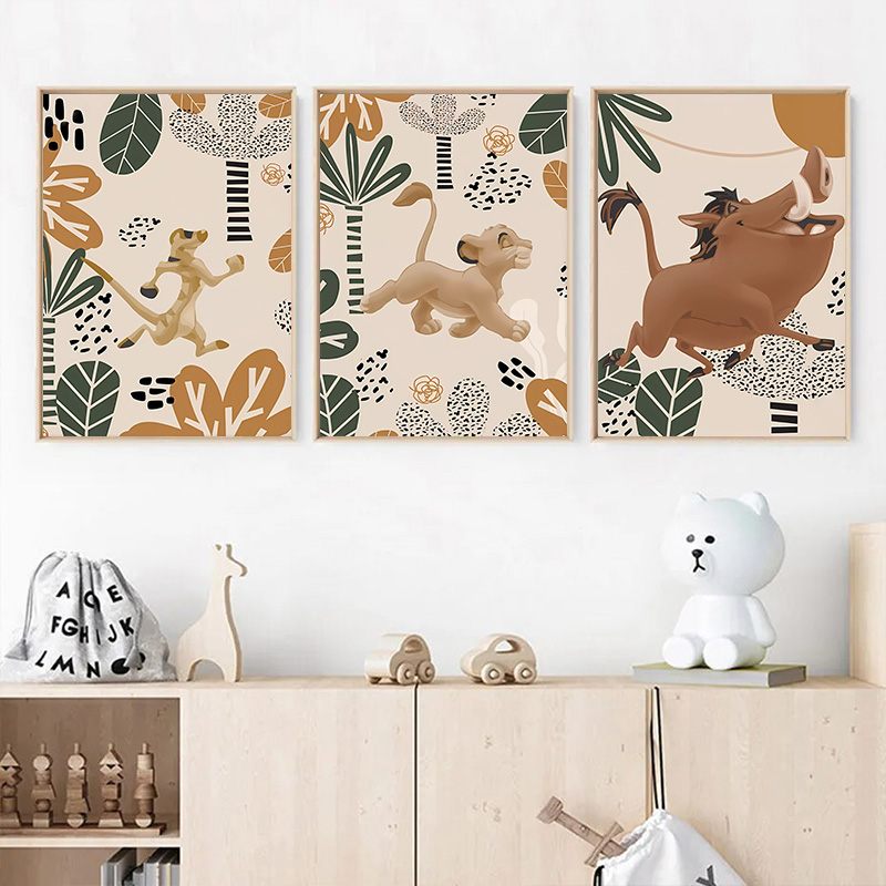Baby Nursery Animal Pictures - Kid Re Leone Boho Poster e
