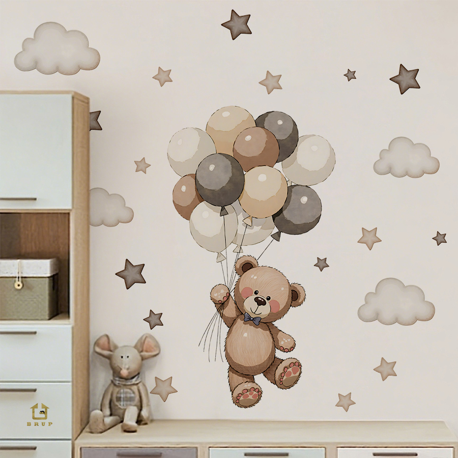 Baby Nursery Set Furniture - Adorabili adesivi murali con orsacchiotto, decorazioni