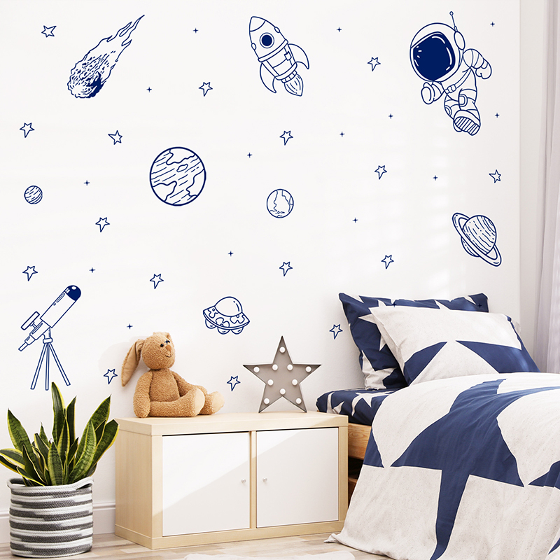 Baby Nursery Set Furniture - Adesivo da parete autoadesivo con razzo