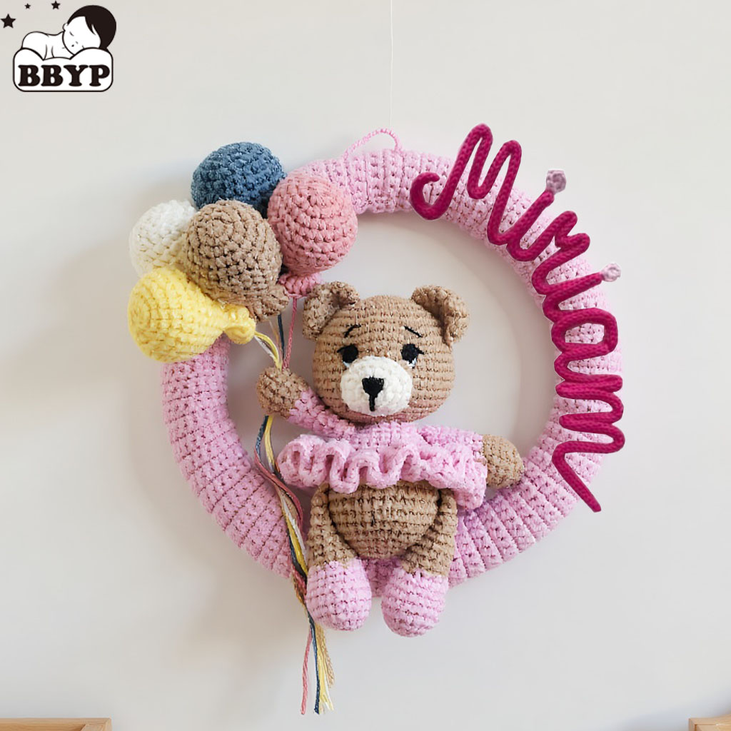 Baby Nursery Unisex - Ghirlanda personalizzata con nome all'uncinetto con