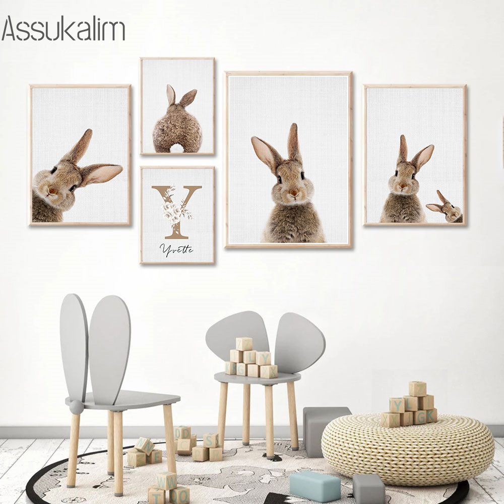 Coniglio tela pittura nome per - Baby Nursery Name Wall Art recensione e prezzo