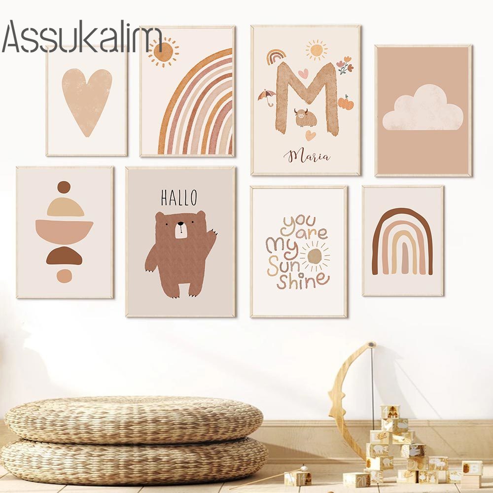 Boho Wall Art Beige Canvas Pos - Baby Nursery Name Wall Art recensione e prezzo