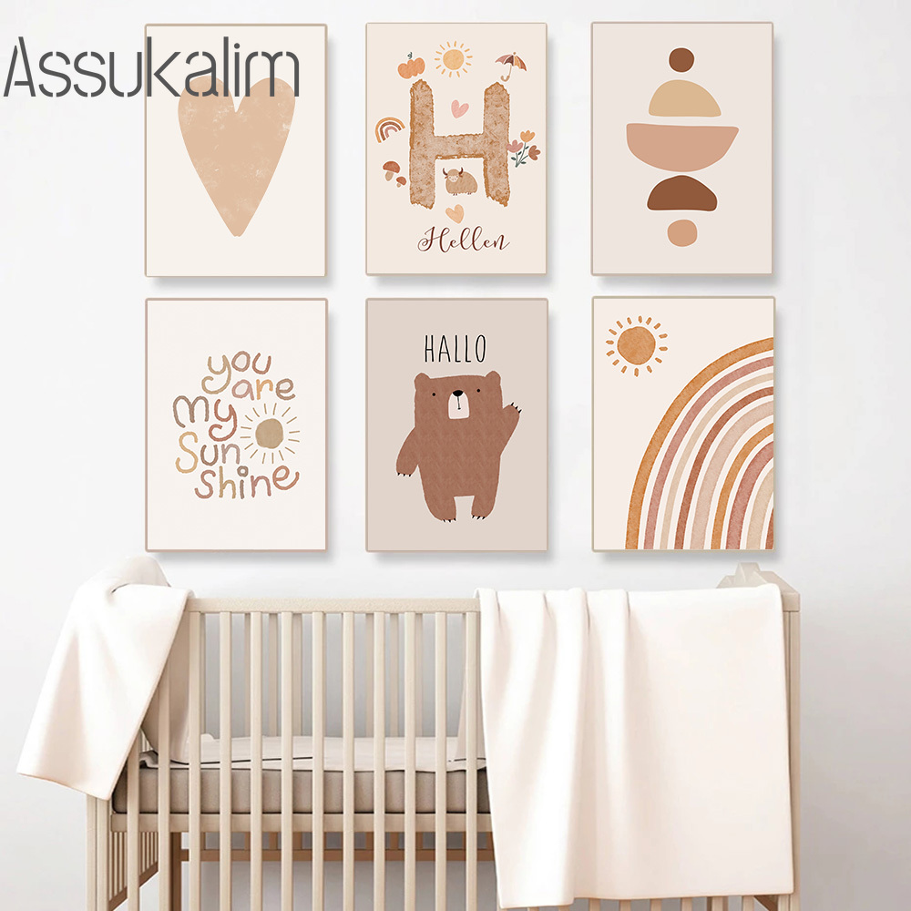 Boho Wall Art Beige Canvas Pos - Baby Nursery Name Wall Art recensione e prezzo