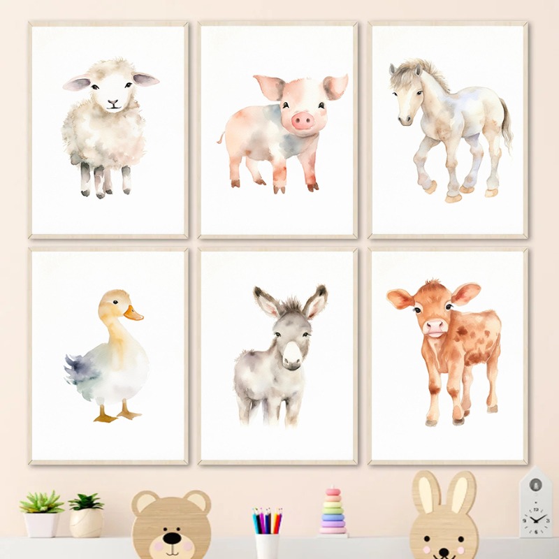 Acquerello animali da fattoria - Baby Nursery Animal Pictures recensione e prezzo