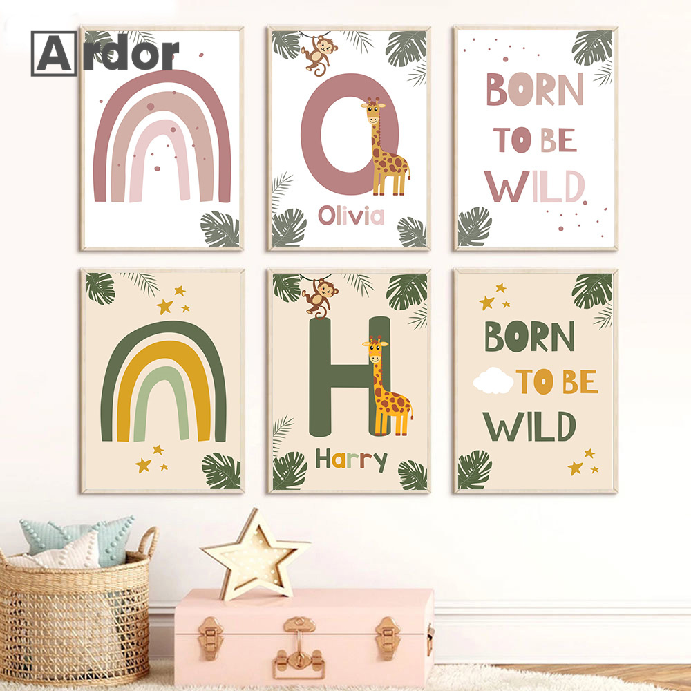 Poster di animali della giungl - Baby Nursery Name Wall Art recensione e prezzo