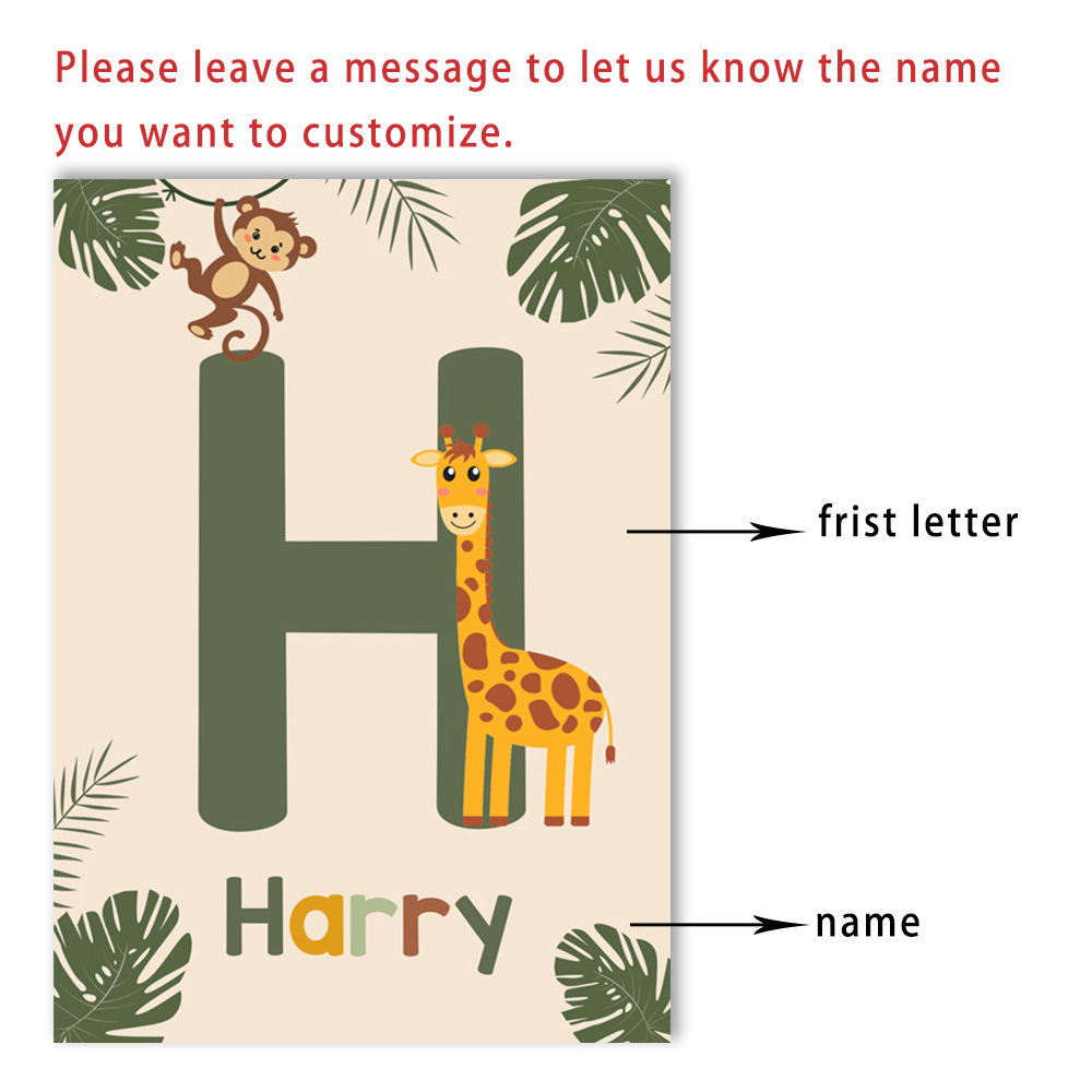 Poster di animali della giungl - Baby Nursery Name Wall Art recensione e prezzo
