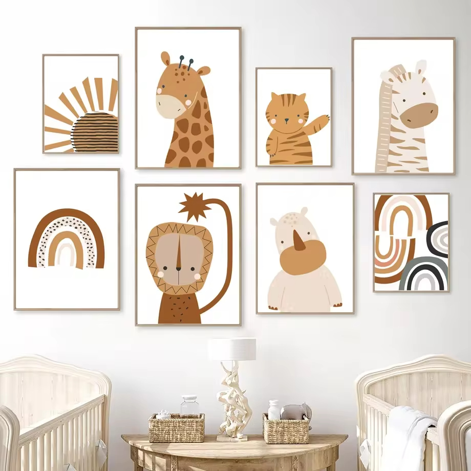 Rainbow Sun Lion Dinosaur Alph - Baby Nursery Animal Pictures recensione e prezzo