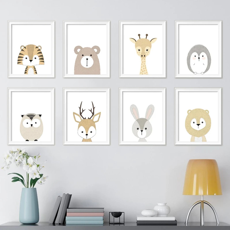 Woodland Cute Animal Cartoon F - Baby Nursery Animal Pictures recensione e prezzo
