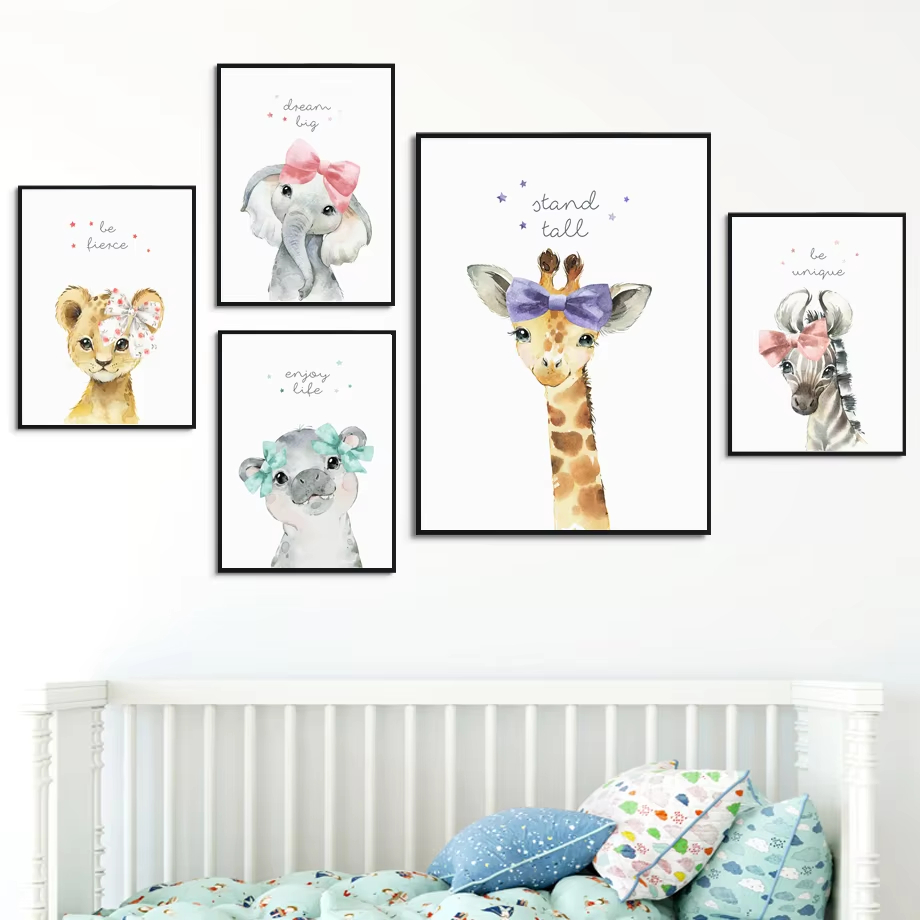 Leone Zebra Giraffa Elefante I - Baby Nursery Animal Pictures recensione e prezzo