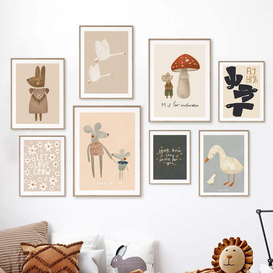 Boho Cartoon Coniglio Topo Oca - Baby Nursery Picture Frames recensione e prezzo