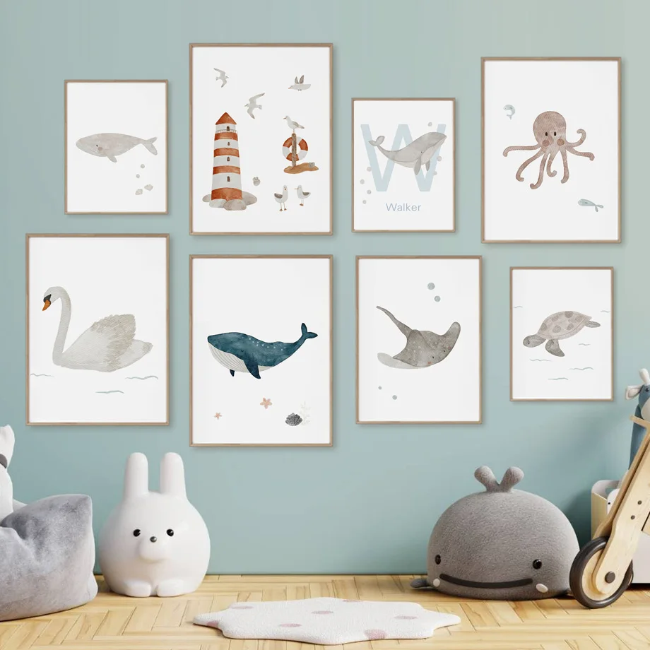 Nome personalizzato Balena Pol - Baby Nursery Name Wall Art recensione e prezzo