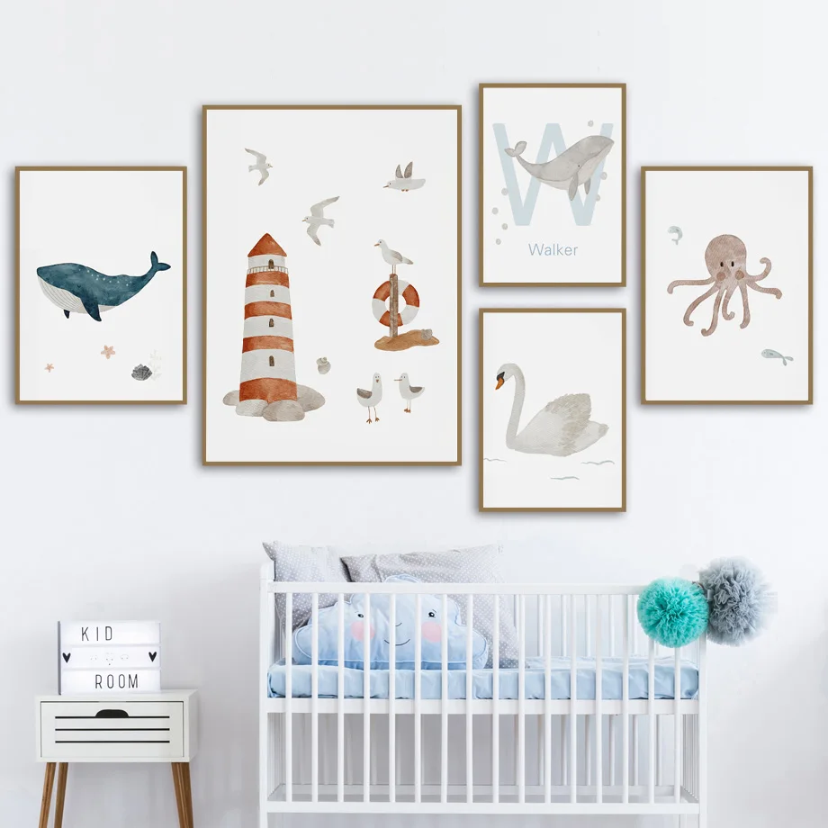Nome personalizzato Balena Pol - Baby Nursery Name Wall Art recensione e prezzo